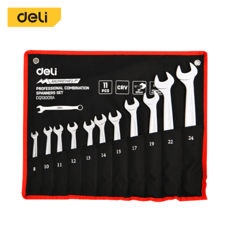 ประแจแหวนข้างปากตาย DELI EDQ130011A-SL-01 11ชิ้น สีเงิน_0
